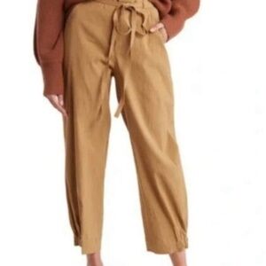 ALC Tan Cropped Ankle Pants with Tie-Waist/Paperbag pants